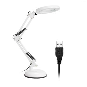 Table Lamps USB Desk LED Foldable Three Dimming Modes Light Power Supply 8X Magnifying Glasses Modern Reading