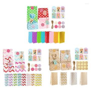 Geschenkpapier Y1QB 24 Sets Dot Stripe Papiertüten Goodie Candy Treat mit Dankesanhängern