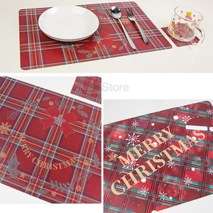 12pcs/set Noel baskılı placemat fincan mat Noel kar tanesi elk coaster xmas masa dekorasyonu ısı yalıtım placemats th0490