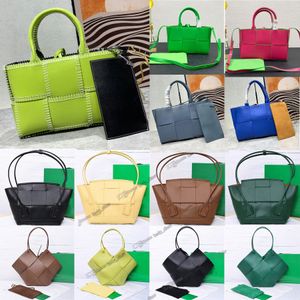 Arco Tote Bag Small Intreccio Leather Top Handle Single Detachable Interior Zip Pocket Leather String Closure Parakeet Bonded Suede Lining