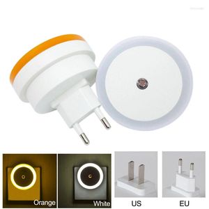 Night Lights Round LED Light Motion Sensor Control EU Plug In Lamp Saving Backlight For Kids Bedroom Closet Kitchen Toilet Stair