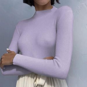 Women's Sweaters 2022 Autumn And Winter Women's Slim High-neck Knit Bottoming Warm Sweater Ladies Pullover Casual Party Pure Color