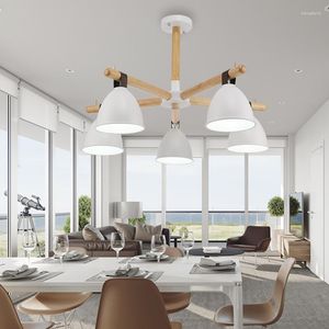 Anhänger Lampen LED Moderne Nordic Lampe Holz Hängen Licht Für Wohnzimmer Schlafzimmer Dekoration Innen Beleuchtung Leuchte Eisen Design