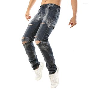 Męskie dżinsy Wysokiej jakości męskie męskie marka pasa startowego szczupły elastyczne dżinsowe swobodne jasnoszary motocyklowe spodnie motocyklowe