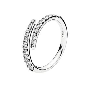 CZ Diamond Lines of Sparkle Ring 925 Sterling Silver Wedding Gift Jewelry for Women Girls With Original Box f￶r Pandora -f￶rlovningsringar