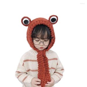 Cappelli xeongkvi cartone animato coreano adorabile rana bambini a maglia berretto inverno marca per la protezione delle orecchie di protezione teschi berretti per bambini tappi per bambini