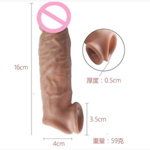 Sex Toy Massager adult 16cm Realistic Penis Sleeves Cock Extended Dick Extension Delay Ejaculation Reusable Men Toys