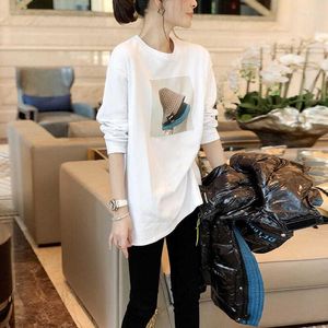 Women's T Shirts Women Cropped Tops Slim White Clothing Long Sleeve College Daily BF Casual Solid Simple Design Stylish All-match A581