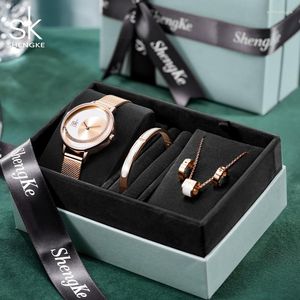 Wristwatches Quartz Watches Set With Luxury Bracelet Earrings Necklace Accessories High Quality Women Gift For Love Anniversary