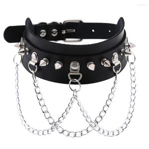 Choker Spikes Collar Women Man Leather Necklace Chains Jewelry on Neck Punkネックレスゴシックアクセサリー服