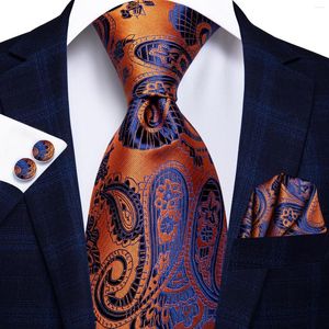 Bow Ties Hi-Tie Gold Jacquard Paisley Erkekler Kravat Seti Hanky ​​Kumbası