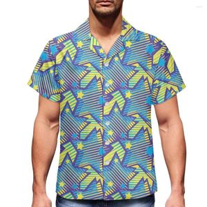 Camisas casuais masculinas Moda masculina camisa havaiana masculina colorida estampada floral aloha manga curta PRIGH