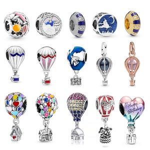 Se ajusta a Pandora Pulseras originales 20pcs Charmas de plata Beads Air globo de aire caliente Casa voladora Charmas de plata para mujeres Joyería de collar europeo de bricolaje