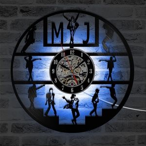 Wall Clocks LED Vinyl Record Clock Modern Design Dancing Michael Jackson with 7 Colors Change Watch Home Decor 220930