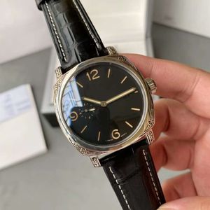 Pam Mens Watch 44mm Otomatik Mekanik Hareket P9001 925 STERLING Gümüş Kılıf Deri Kayış Su Geçirmez 50m