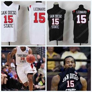 Gla C202 Kawhi Leonard 15 San Diego State University-Trikot mit USA-Flaggen-Aufnäher, Herren-NCAA-College-Basketball-Trikot, doppelt genähte Namensnummer