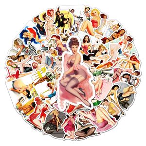 50 ADET Seksi Pinup Kız Çıkartmalar Retro Motosiklet Kız Yetişkinler için Su Geçirmez Vintage Sticker