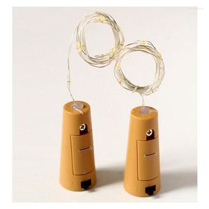Saiten 2m 20 LED-Licht korkförmiges Korkglas Wein Kupferdraht Knopfbatterieschnur für Weihnachtshochzeitsdekoration