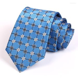 Bow Ties 2022 Blue 7,5 cm Men's Luxury Jacquard Tie för män Business Suit Work Neck Male Fashion Formal Slips med presentförpackning