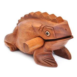 Tr￤konstfigurer miniatyrer Thailand Lucky Frog with Drum Stick Traditional Craft Home Office Decor SN4708