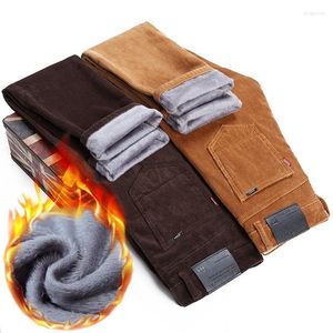 Men's Pants Men's 4 Colors Winter Mens Warm Casual Classic Style Fleece Thickened Corduroy Business Trousers Male Brand Clothing