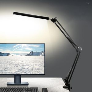 Table Lamps LED Folding Metal Clip Desk Lamp Long Arm Dimming 3 Colors Lighting For Living Room Reading Light