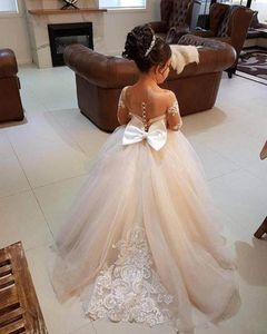 Девушка платья кокомилодими прекрасные дети цветок для свадьбы с длинным рукавом принцесса длина длина спинки младшая подружка невесты платье девушки
