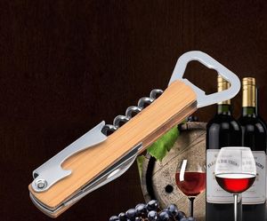 Commercio all'ingrosso Manico In Legno Apribottiglie Professionale Multifunzione Portatile Vite Cavatappi-Vino Apribottiglie SN4934