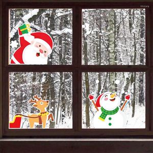 Christmas Decorations Window Decal Static Stickers Santa Claus Snowflake Winter Wall Decals For Kids Rooms Year
