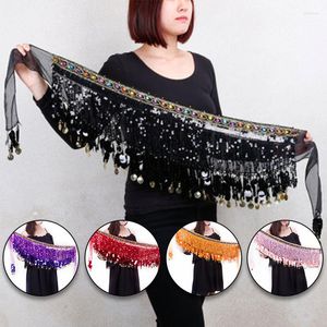 Stage Wear Belly Dance Sequin Tassel Lace-up Women Sexy Wrap Mini Skirt Waist Chain Performance Costume Package Hip Accessories
