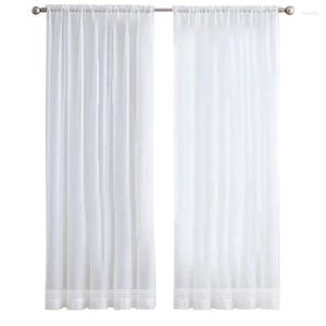 Cortina 4 painéis cortinas brancas de 84 polegadas de longa haste de gaze de gaze de gaze de gaze para sala de estar para quarto