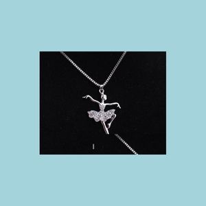 Pendant Necklaces Fashion Crystal Ballet Girls Pendant Necklace Box Chain Simple Dancer Jewelry Holiday Gifts Lovely Musical Sexyhanz Dhm8V