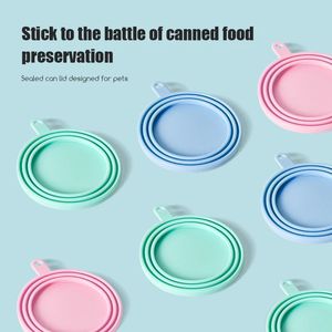 Pet Bowls Universal Silicone Sealed Lid reusable Keep fresh Cover Feeding Spoon Set Canned Spoon Can Opener Dog cat Wet Food