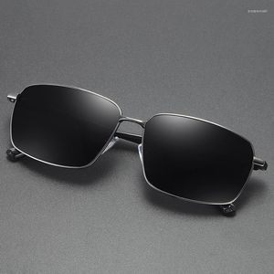 Zonnebril Mannen Gepolariseerd rij rechthoek metalen frame zachte TR90 LEG extra licht G Alleen buitenreizen zonnebril UV400