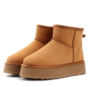 Hot Selling Classic Mini Platform Boots Designer Women Men Snow Boots Real Leather Thick Bottom Brown Slip-on Australia Booties Winter Bottes Us4-13