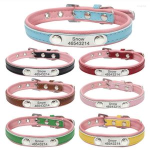 Dog Collars Free Engraving Pu Leather Adjustable Necklace Studs Pet Cat Cut Puppy