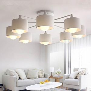 Lampade a sospensione Moderne LED Lampadari a soffitto bianchi / neri / oro / argento E27 con paralume Apparecchi di illuminazione creativi semplici per soggiorno