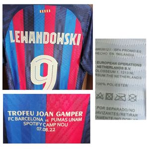 Home Textile 2022 Match Worn Player Issue Trofeu Joan Gamper LEWANDOWSKI Maillot Pedri Ansu Fati Gavi F. de Jong Dembele Kounde Soccer Patch Badge