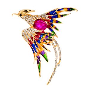 JewelryBrooches 2022新しい到着エナメルカラフルな鳥のブローチラインストーン動物ピンファッション高品質のジュエリー