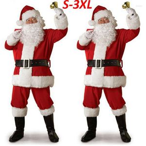 Men's Tracksuits Men's 2022 Adult Santa Claus Costume Suit Plush Father Fancy Clothes Xmas Cosplay Props Men Coat Pants Beard Belt Hat