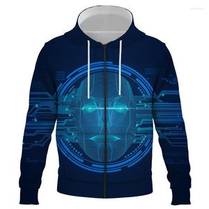 Moletons masculinos moletons masculinos de rua de streetwear Ai Intelligent Mulheres Mulheres crianças zíper imprimido 3d menino menina garotos Pullover longo