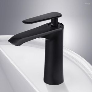 Badezimmer-Waschtischarmaturen, einfacher Waschbecken-Wasserhahn im amerikanischen Stil, schwarze Farbe, Tisch oben und unten, kaltes Wasser