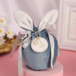 Embrulho de presente 5pcs Ears sacos de veludo bolsa de embalagem de doces de chocolate para festa de aniversário de aniversário decoração do dia dos namorados da Páscoa