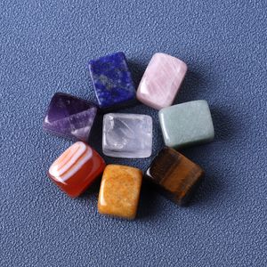 Square Round 7 Chakra Yoga Polished Energy Natural Stone Set Tiger Eye Agate Amethyst Crystals Healing Gravel Rough Stones Arts Crafts Home Decor