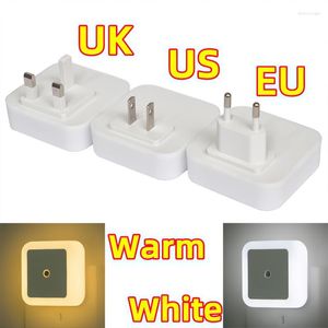 Night Lights LED Light Control Induction EU US UK Plug Lamp Wall For Home Toilets Bedside Hallway Pathway