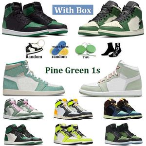 Buty do koszykówki Wysokie Top Sneakers Designer Treners Pine Green Sea Volt Gold University Blue Smoke Grey Cyfrowe różowe z pudełkiem Jumpman 1