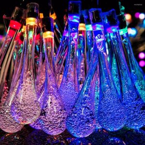 Strings Raindrop Multicolor Solar Power LEDS Fairy Lights Lamps Outdoor Waterproof Christmas Holiday Party Decoration String Led Light