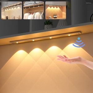 Luci notturne LED LED USB Sensore di movimento ricaricabile Luce 20/30/40 cm Lampada wireless Armadio da cucina Smart Lighting