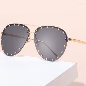 Sunglasses 2022 Unisex Candy Color Large Round Frame For Male Fashion Trend Chain Temple UV Protection Ladies Glasses