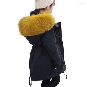 Women's Fur 2022 Winter Boys Girls Parka Coat Kids Real Collar Jackets Zipper Toddler Children Overcoats Natural Clothes